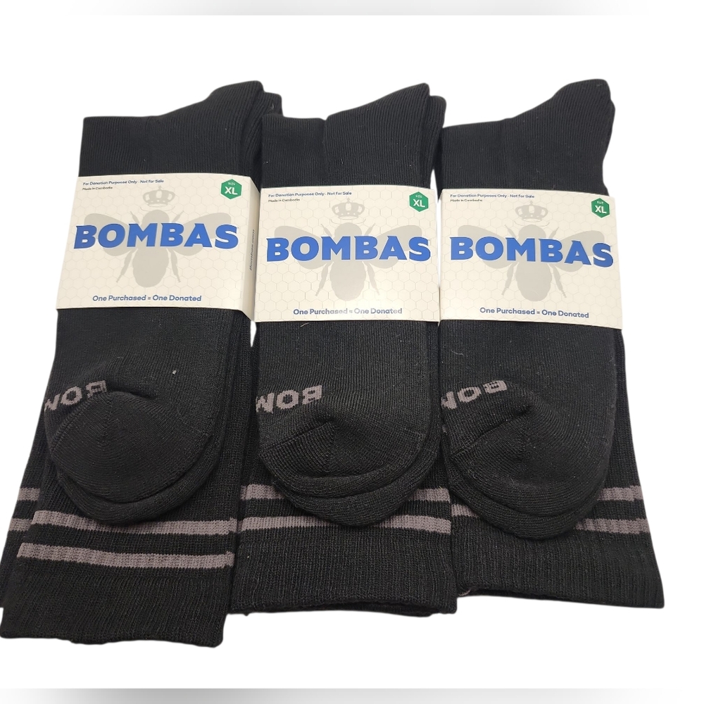 Bombas Adult Black Crew Socks New Size XL‎